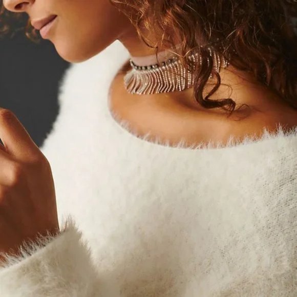 Anthropologie Pilcro Cropped Eyelash Sweater in Ivory Size 1X NWT - Picture 3 of 10